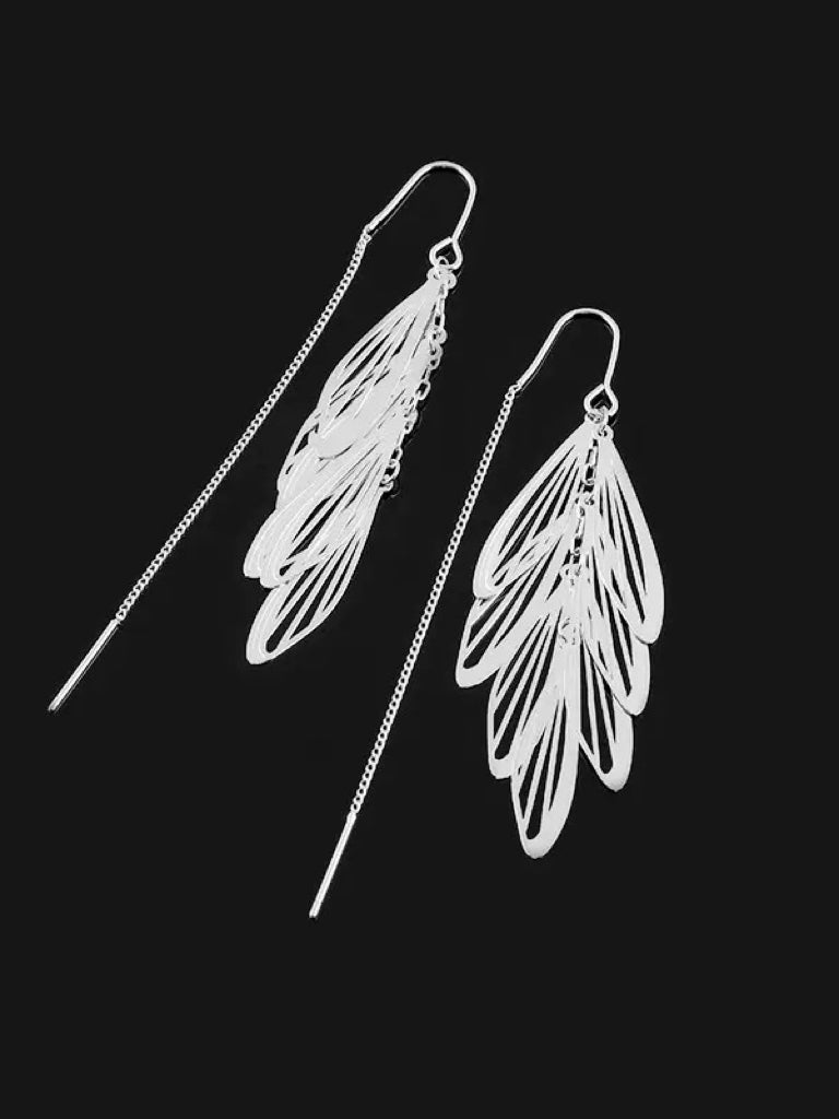 Gold/Silver Leaf Tassel Clip-On Earrings – Gold/Silver Non-Pierced Ear Clips