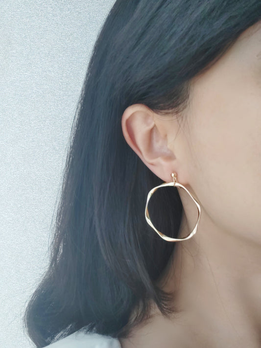 Golden/Silver Hoop Clip-On Earrings -Pierced Ear Clips