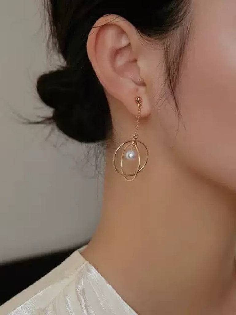 Gold Hoops with Pearl Clip-On Earrings – Freshwater Pearl Non-Pierced Ear Clips