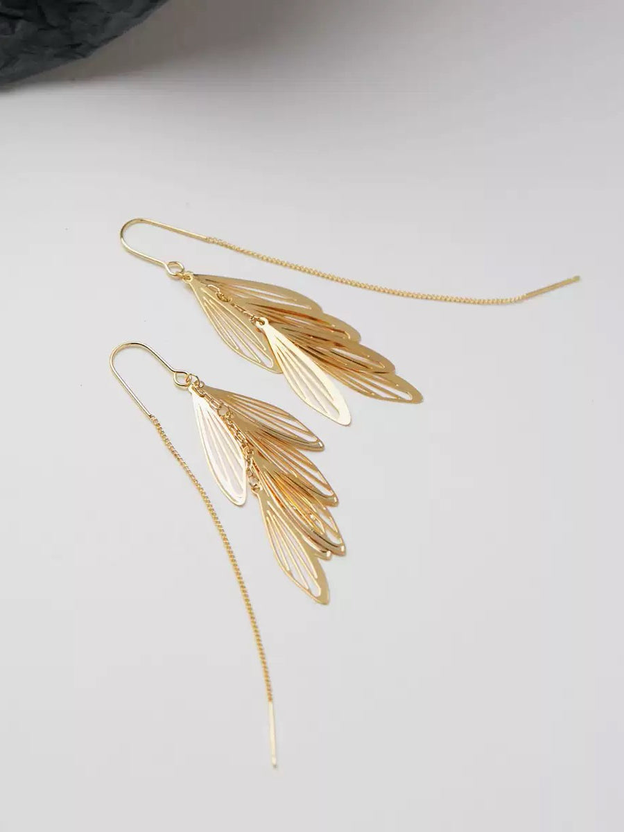 Gold/Silver Leaf Tassel Clip-On Earrings – Gold/Silver Non-Pierced Ear Clips