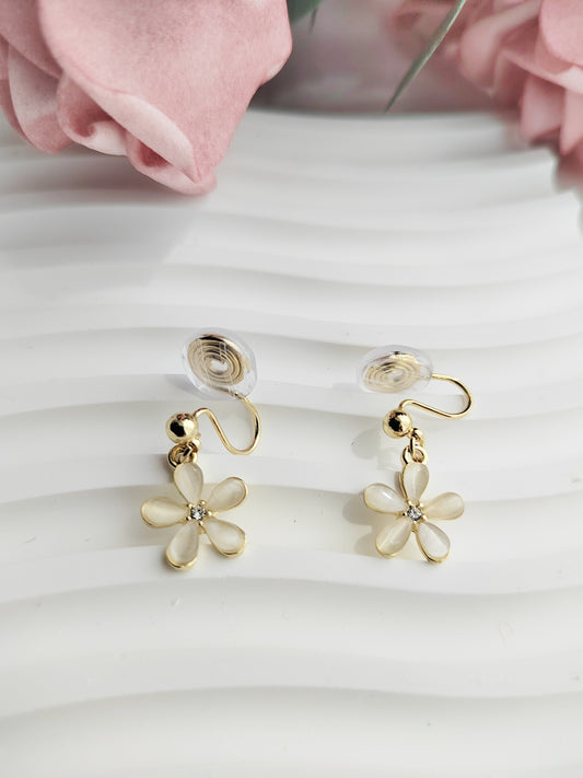 flower clip on earrings for non-pierced ears
