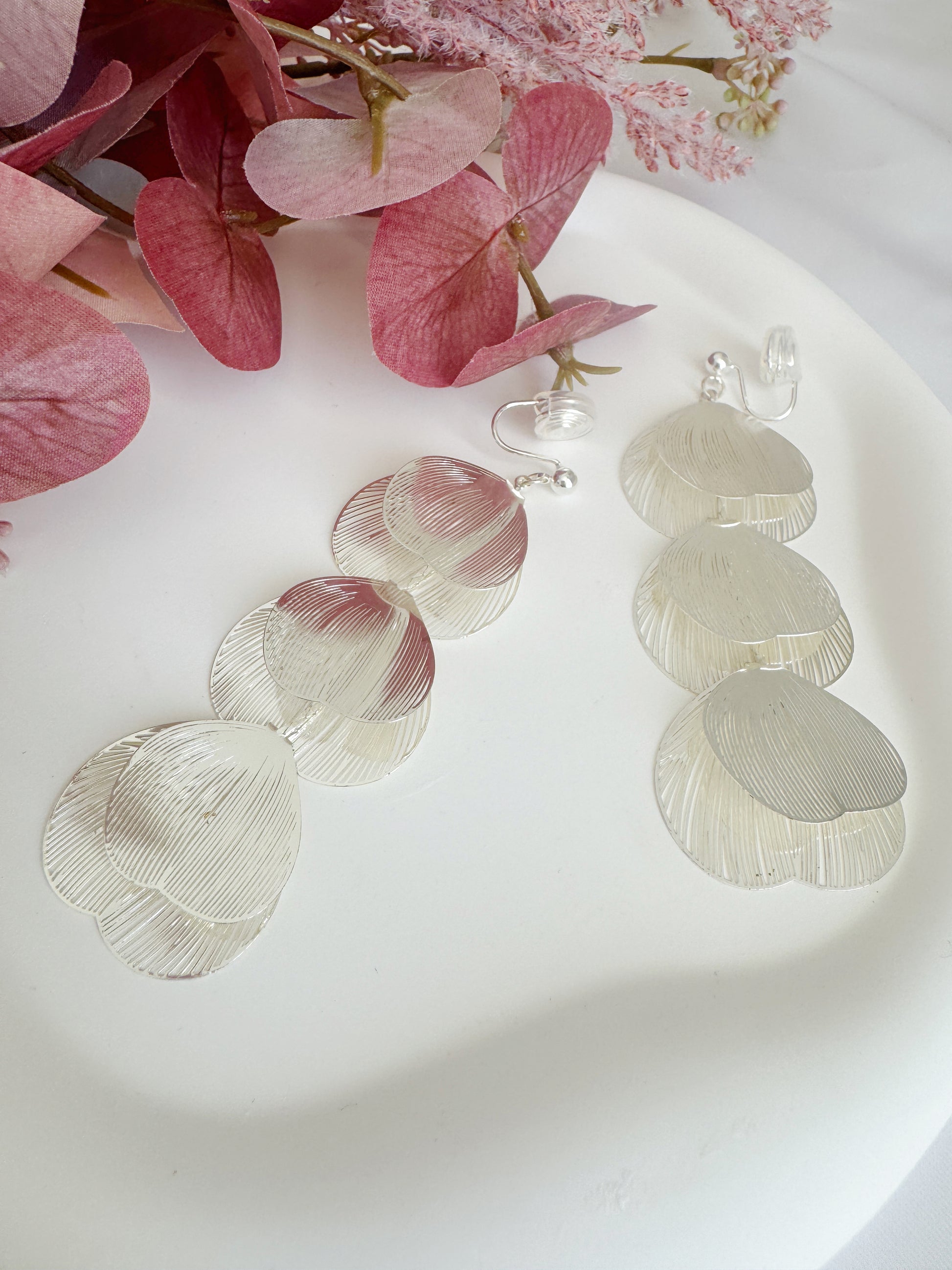 Silver clip on earrings for sensitive ears