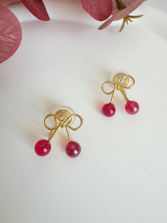 gold bow clip-on earrings 