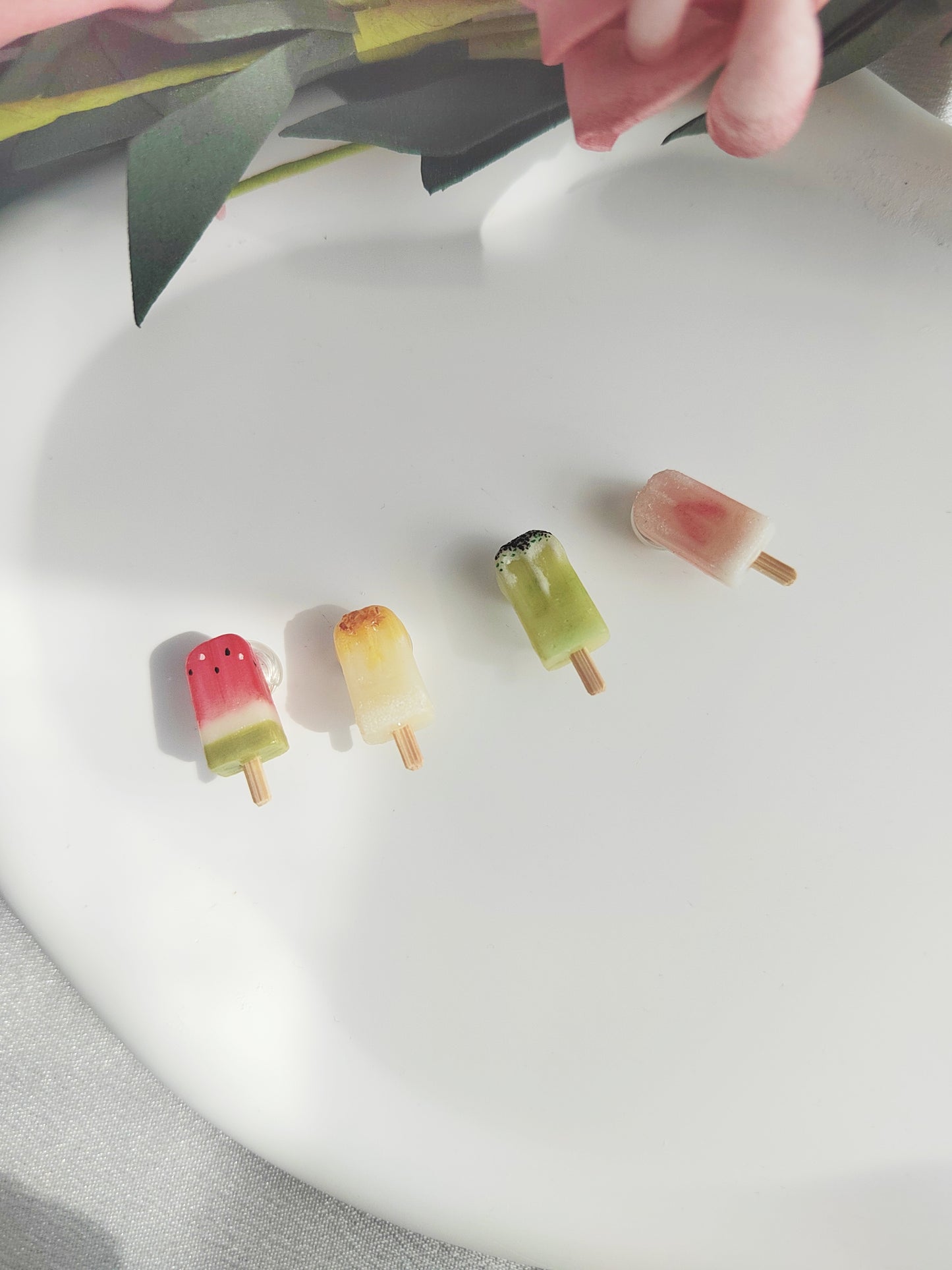 Mini Ice Pop Clip-On Earrings – Polymer Clay Stud Non-Pierced Ear Clips