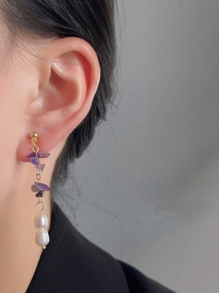 Amethyst & Freshwater Pearl Clip-On Earrings – Non-Pierced Ear Clips