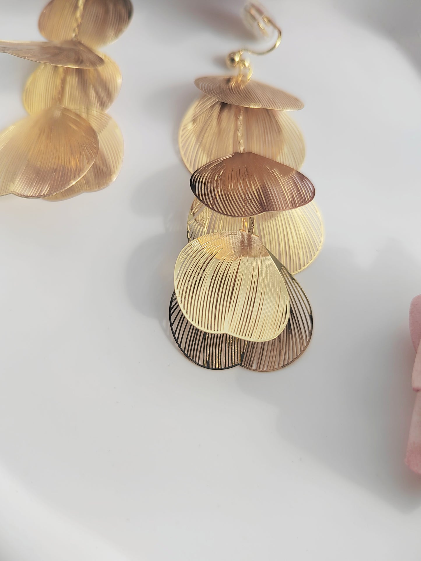 Gold Heart Leaf Tassel Clip-On Earrings – Non-Pierced Ear Clips