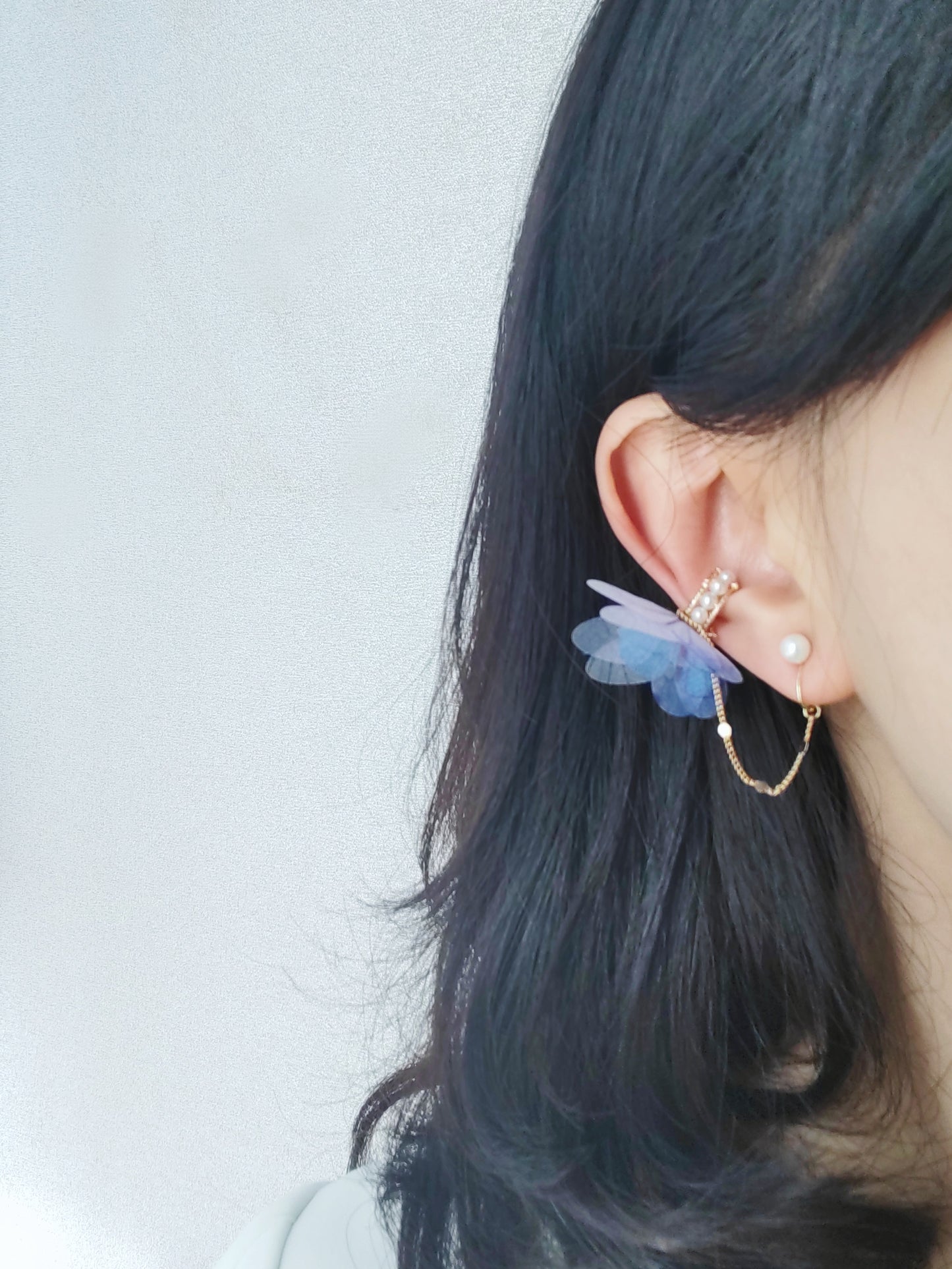 Mismatched Purple Butterfly Clip-On Earrings – Freshwater Pearl Non-Pierced Ear Clips