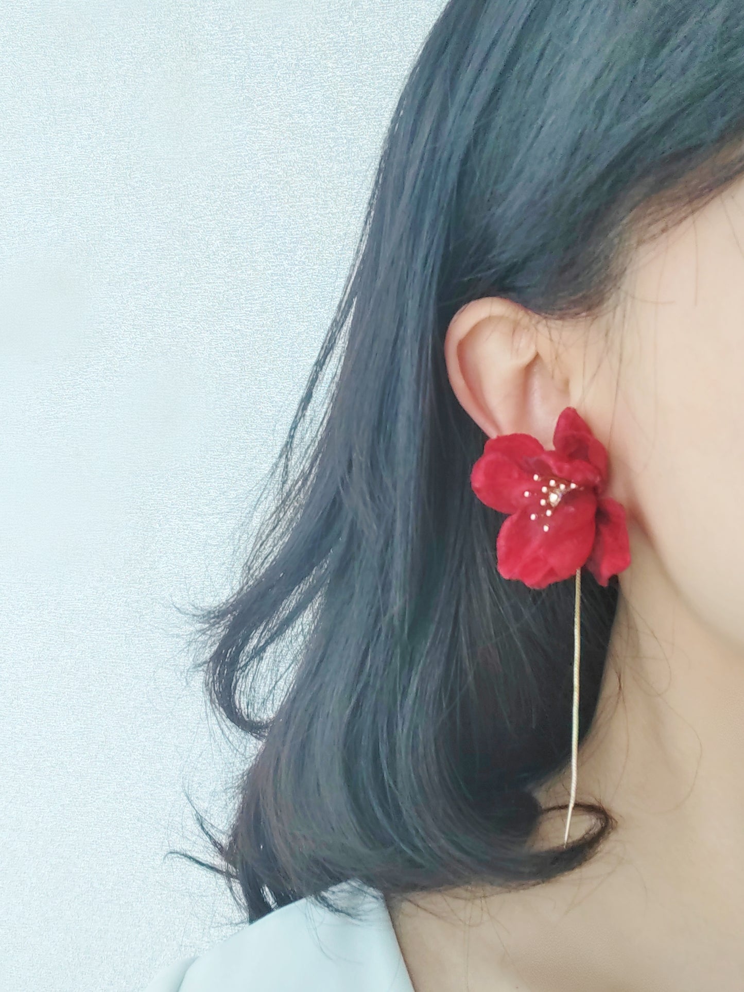 Red Flowers Clip-On Earrings – Red Floral Non-Pierced Ear Clips