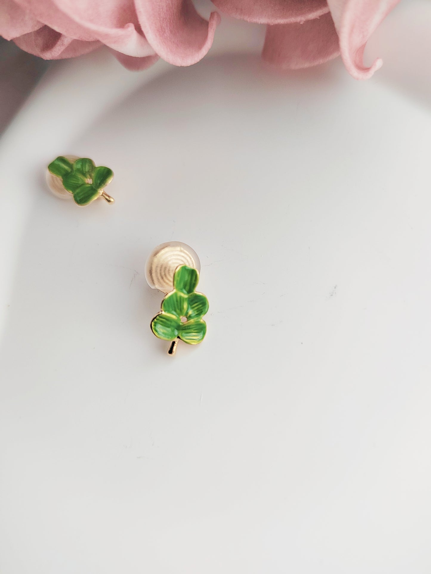 Colourful Enamel Leaf Clip-On Earrings –Stud Non-Pierced Ear Clips