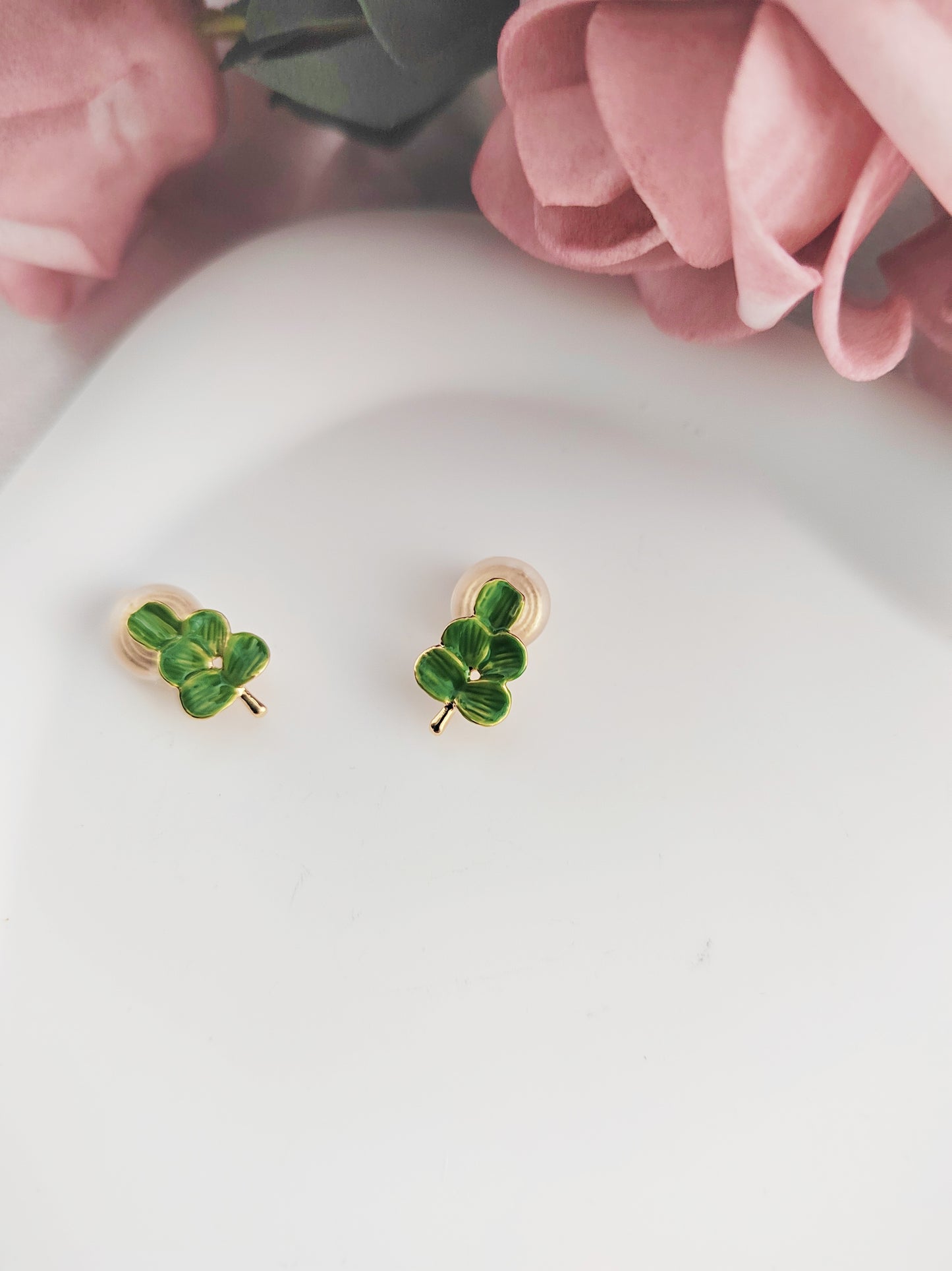 Colourful Enamel Leaf Clip-On Earrings –Stud Non-Pierced Ear Clips
