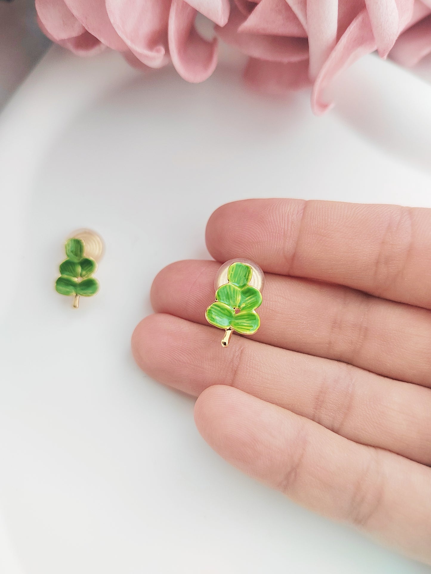 Colourful Enamel Leaf Clip-On Earrings –Stud Non-Pierced Ear Clips