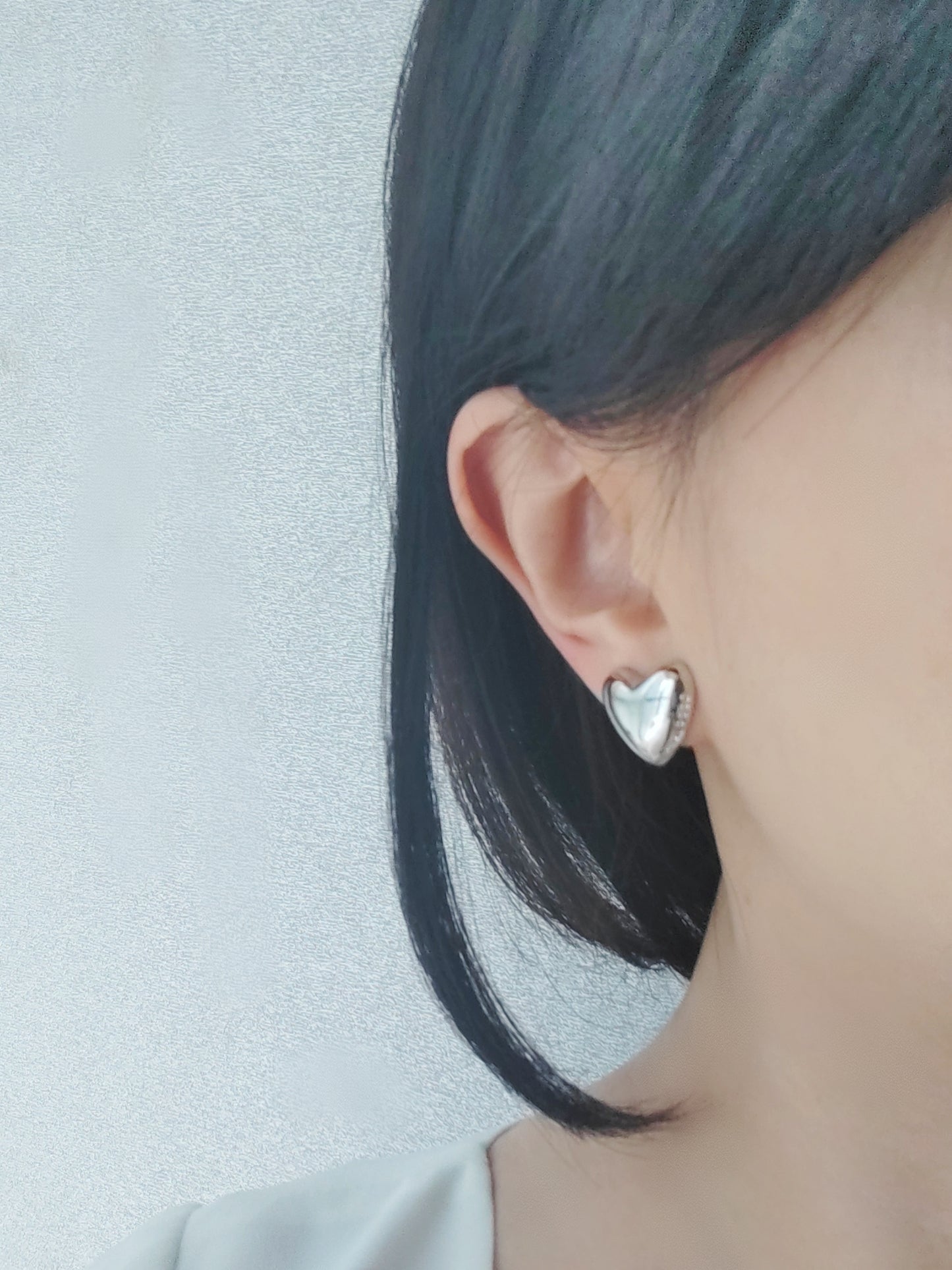 Silver Heart Clip-On Earrings-'Good Luck' Non-Pierced Ear Clips