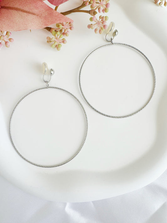 Large Hoop Clip-On Earrings – Gold/Silver Non-Pierced Ear Clips