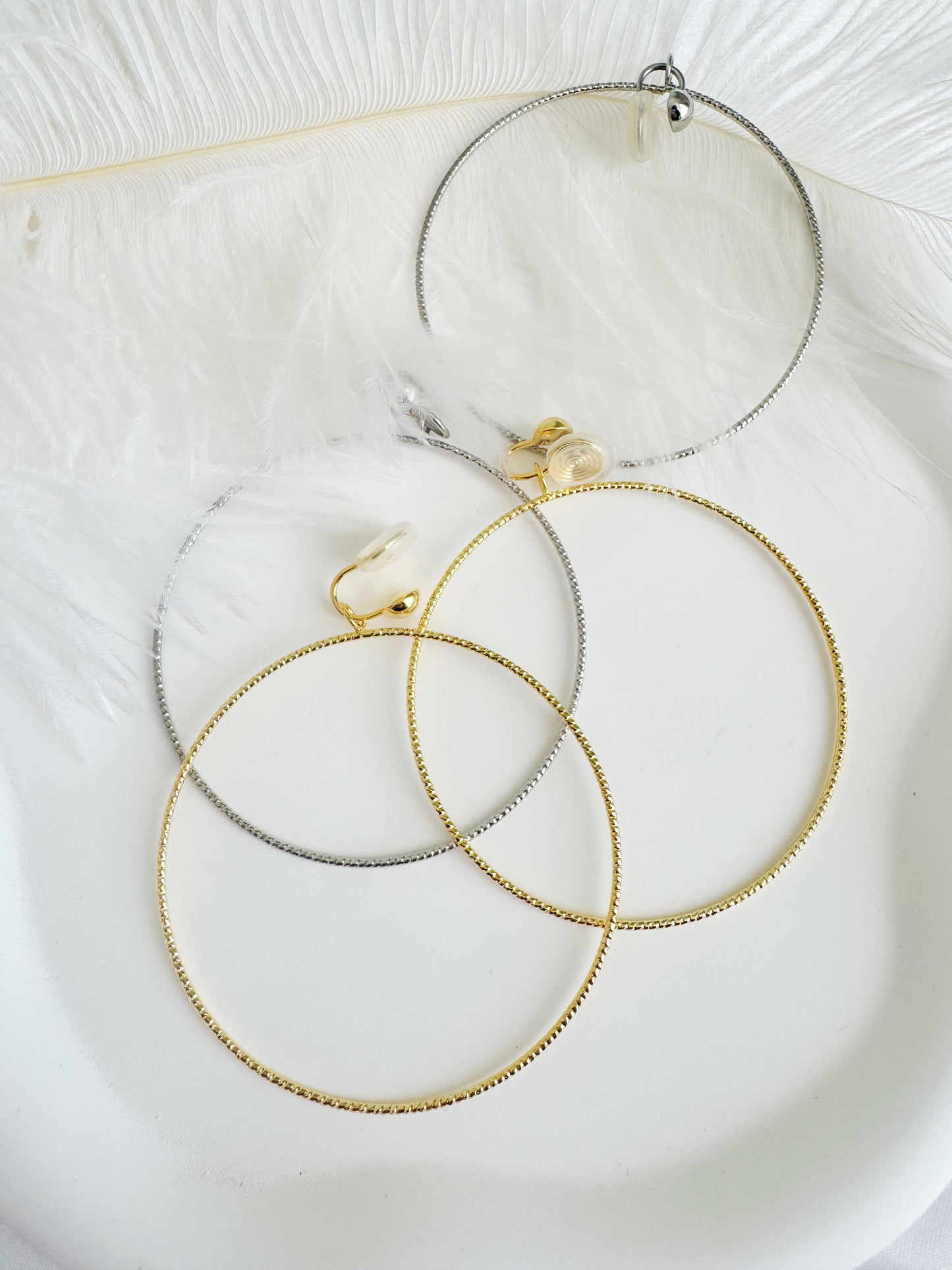 Large Hoop Clip-On Earrings – Gold/Silver Non-Pierced Ear Clips