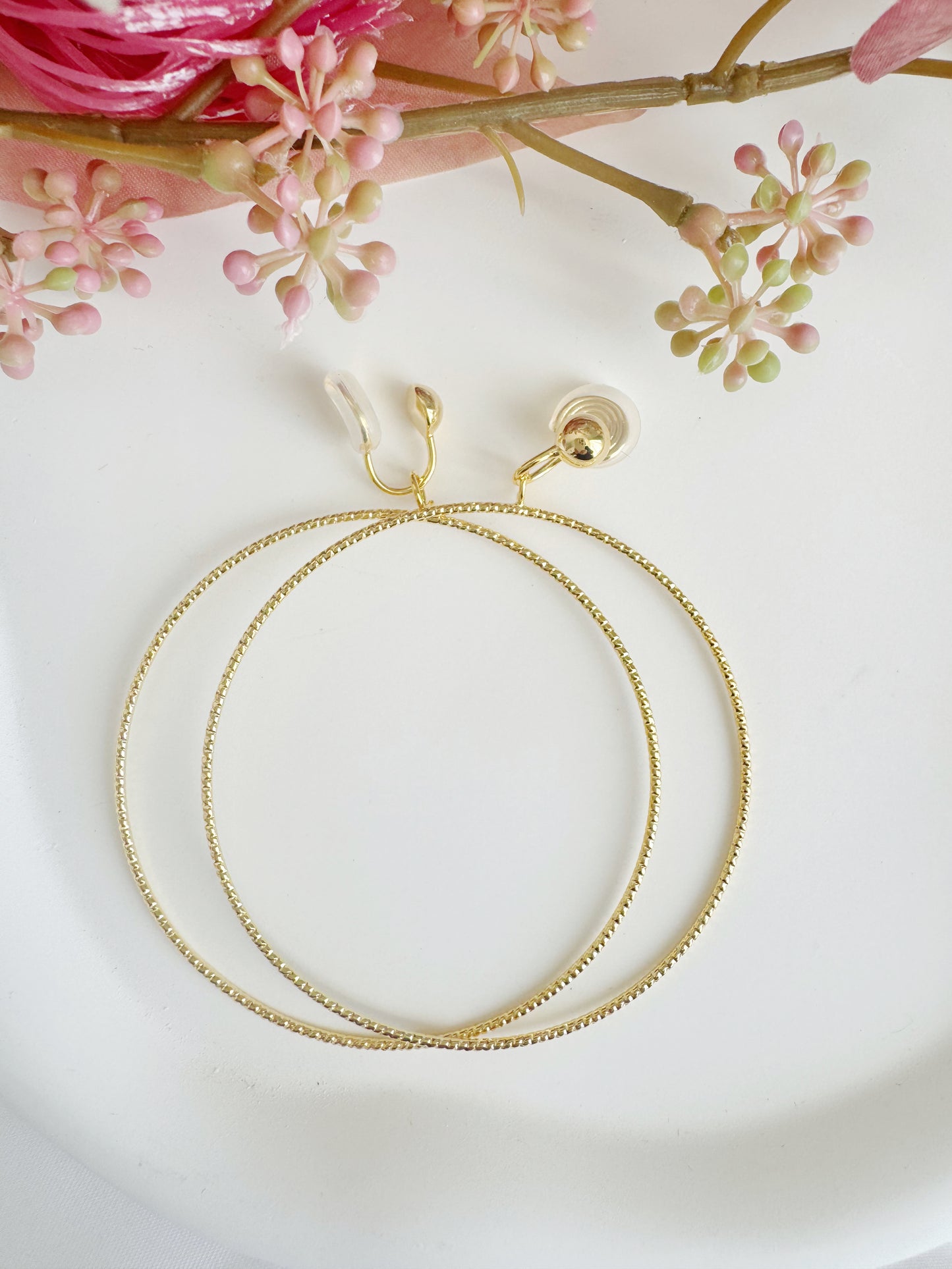 Large Hoop Clip-On Earrings – Gold/Silver Non-Pierced Ear Clips