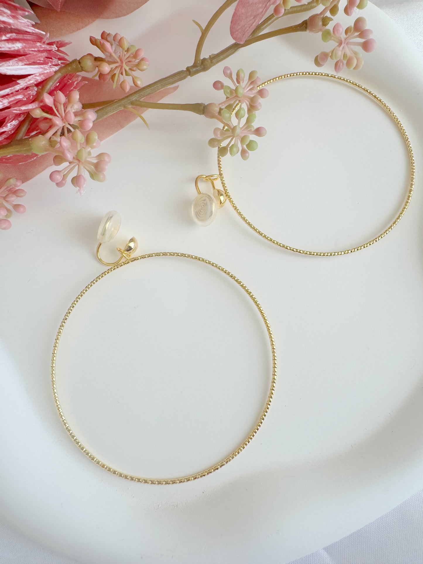 Large Hoop Clip-On Earrings – Gold/Silver Non-Pierced Ear Clips