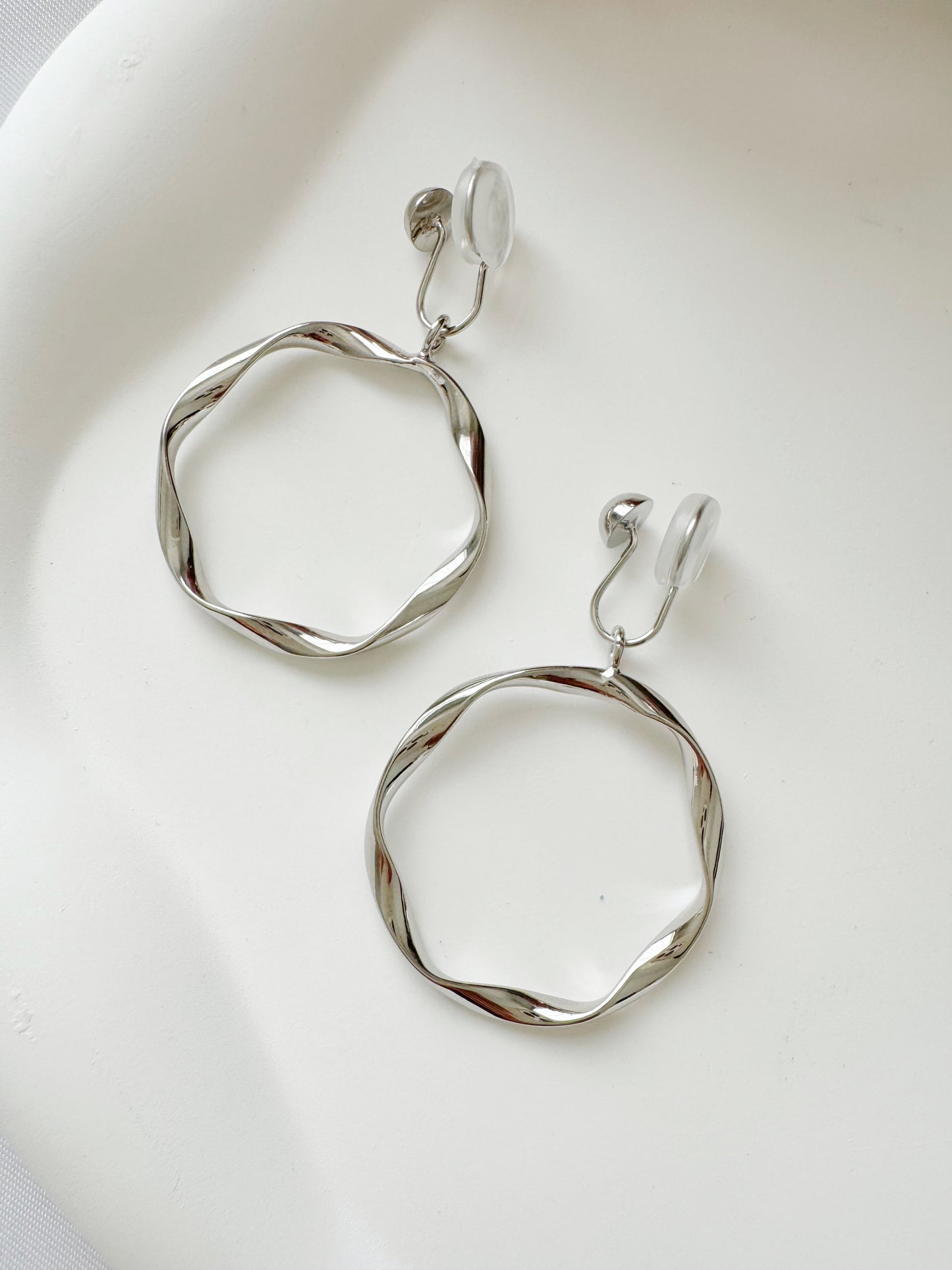 Golden/Silver Hoop Clip-On Earrings -Pierced Ear Clips