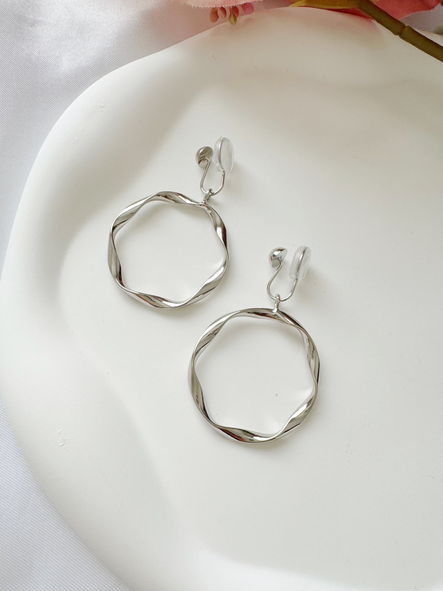 Golden/Silver Hoop Clip-On Earrings -Pierced Ear Clips