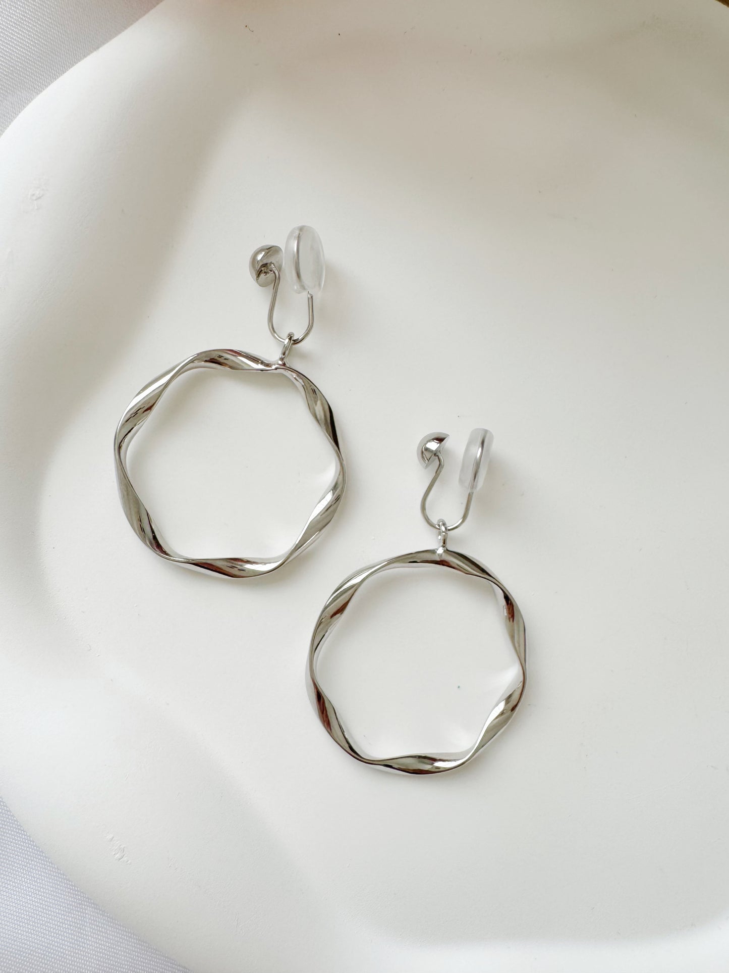 Golden/Silver Hoop Clip-On Earrings -Pierced Ear Clips