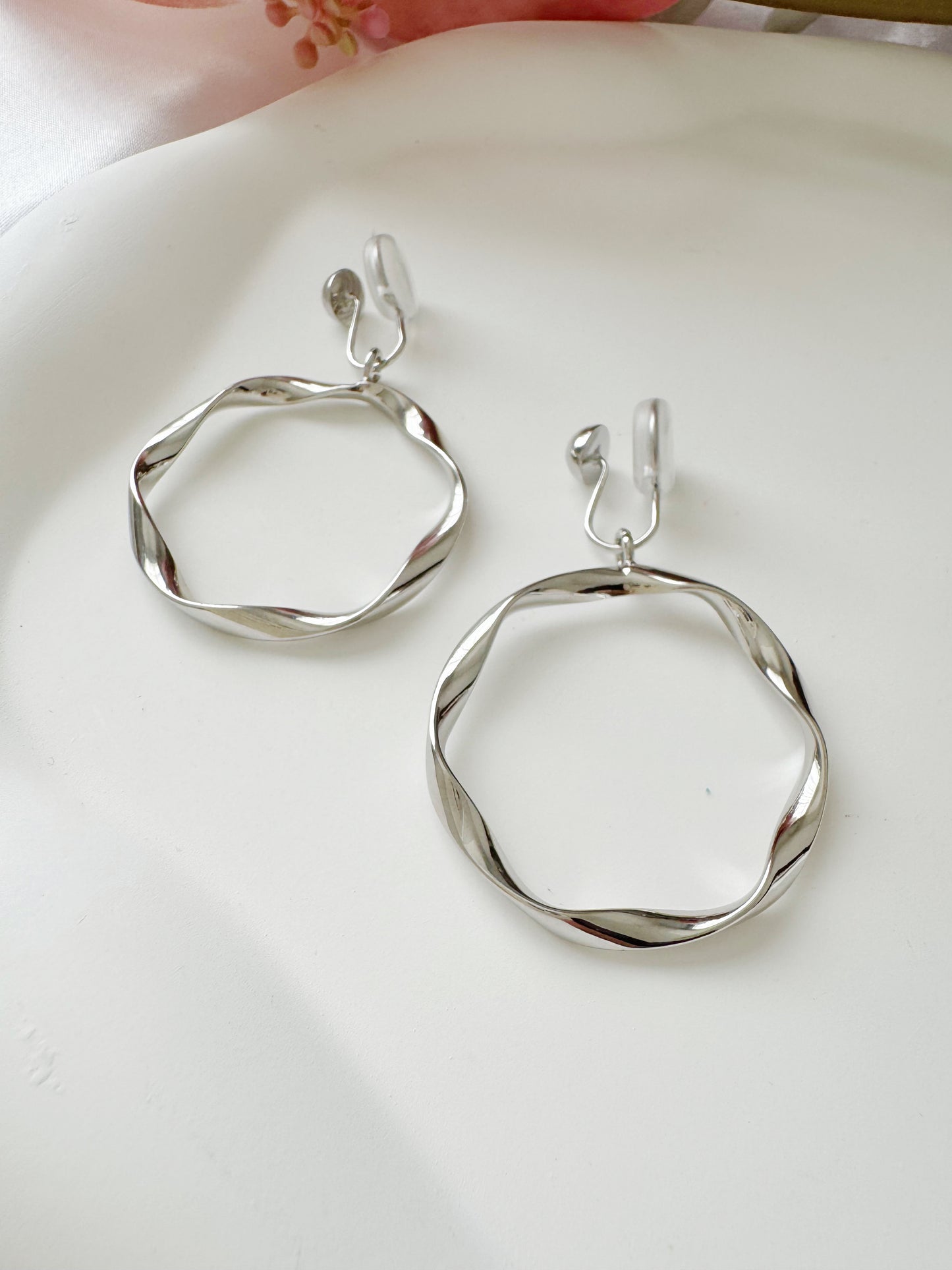 Golden/Silver Hoop Clip-On Earrings -Pierced Ear Clips