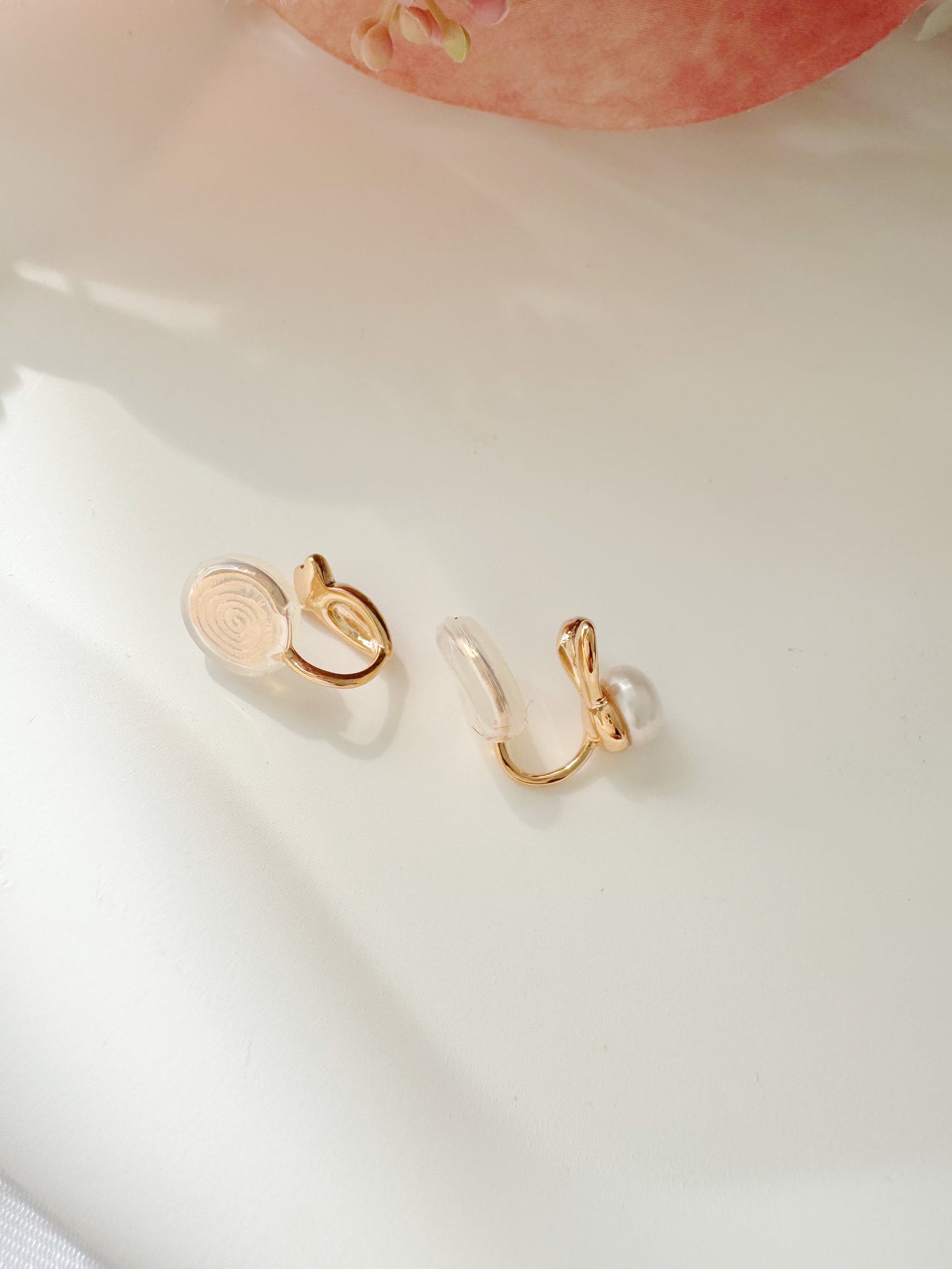 Mismatched Carrot and Pearl Bunny Clip-On Earrings – Non-Pierced Ear Clips