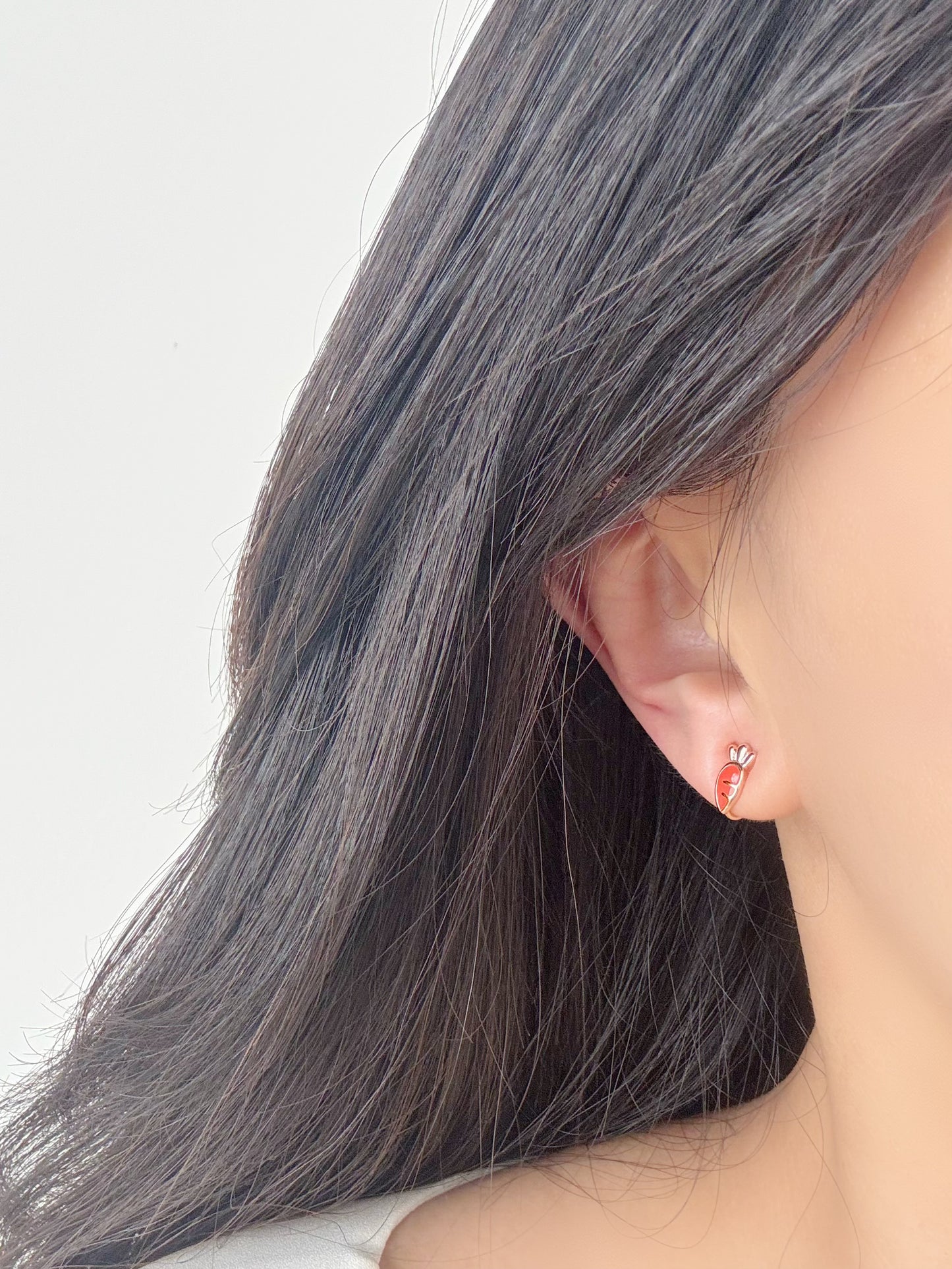 Mismatched Carrot and Pearl Bunny Clip-On Earrings – Non-Pierced Ear Clips