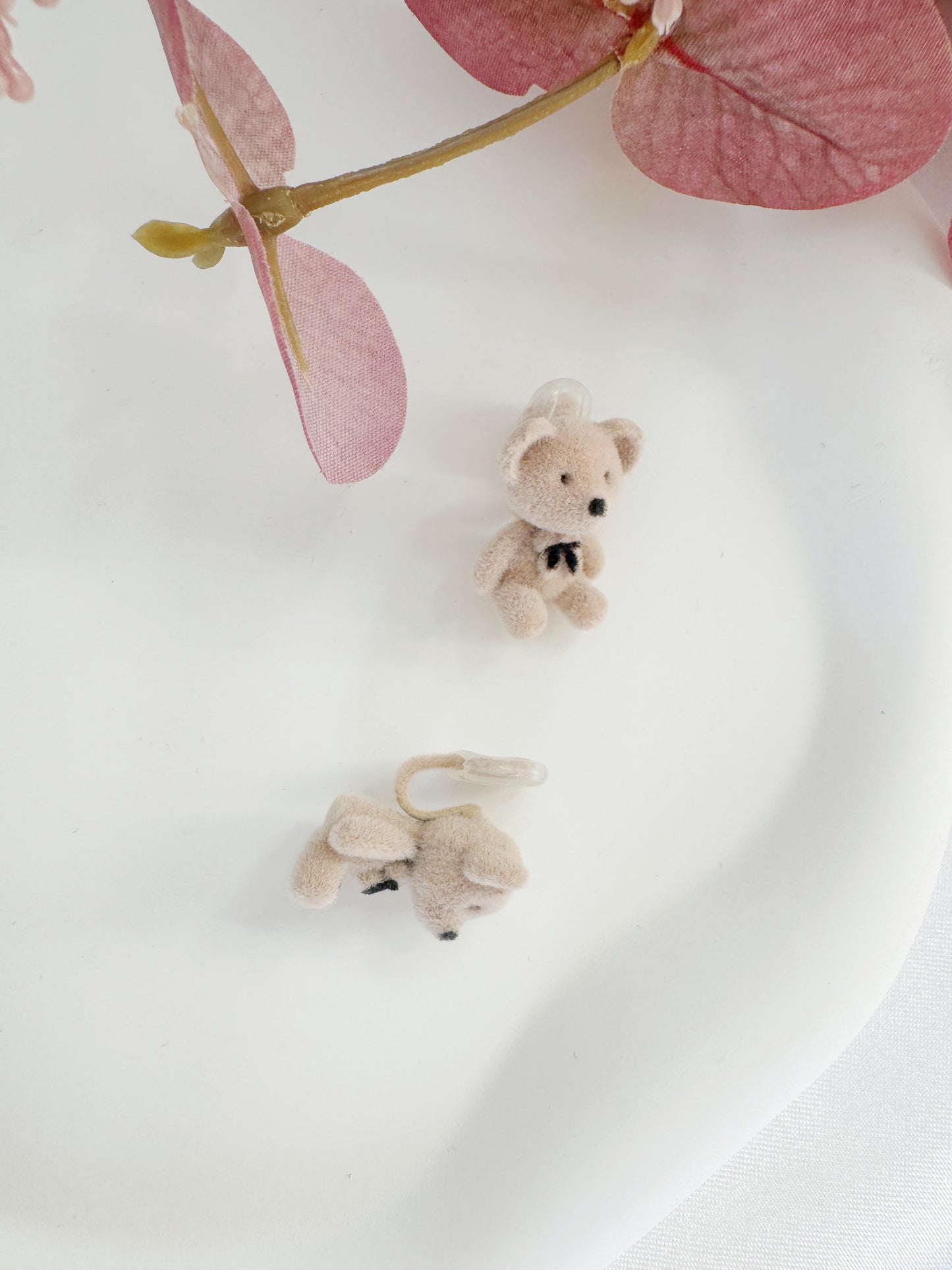 Cute Teddy Bear Clip-On Earrings – Kawaii Non-Pierced Ear Clips