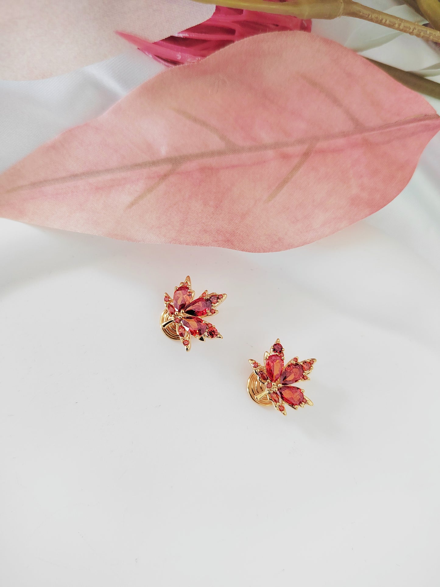 Maple Leaf Clip-On Earrings-Non-Pierced Ear Clips
