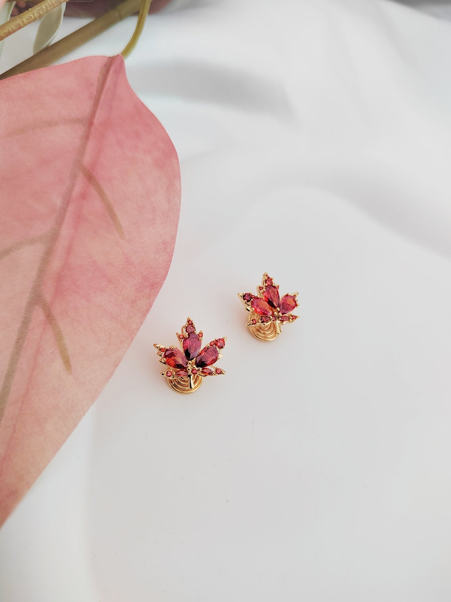 Maple Leaf Clip-On Earrings-Non-Pierced Ear Clips