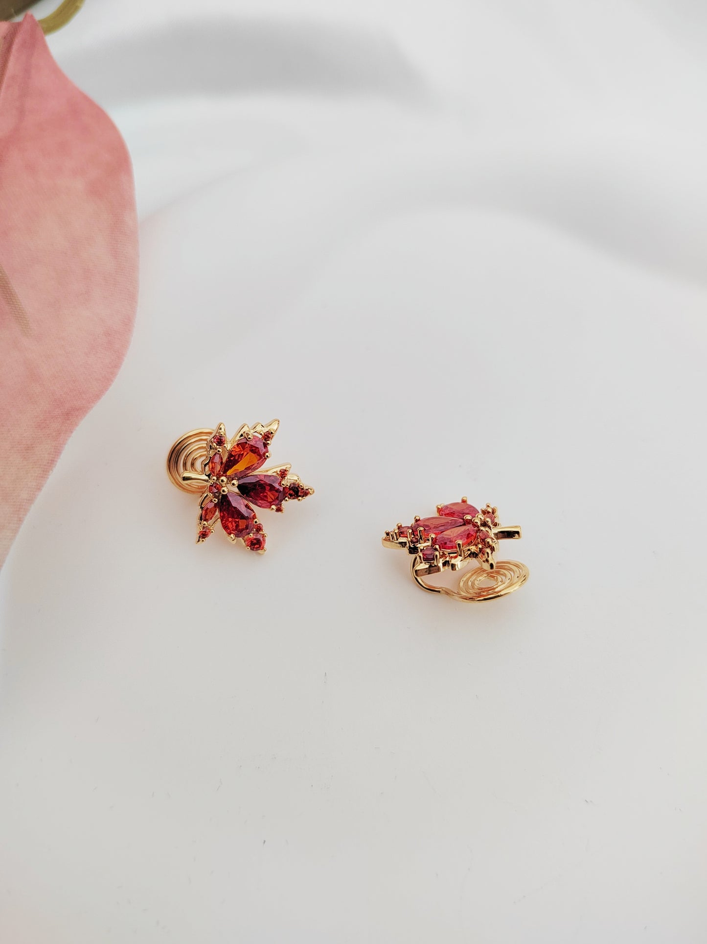 Maple Leaf Clip-On Earrings-Non-Pierced Ear Clips