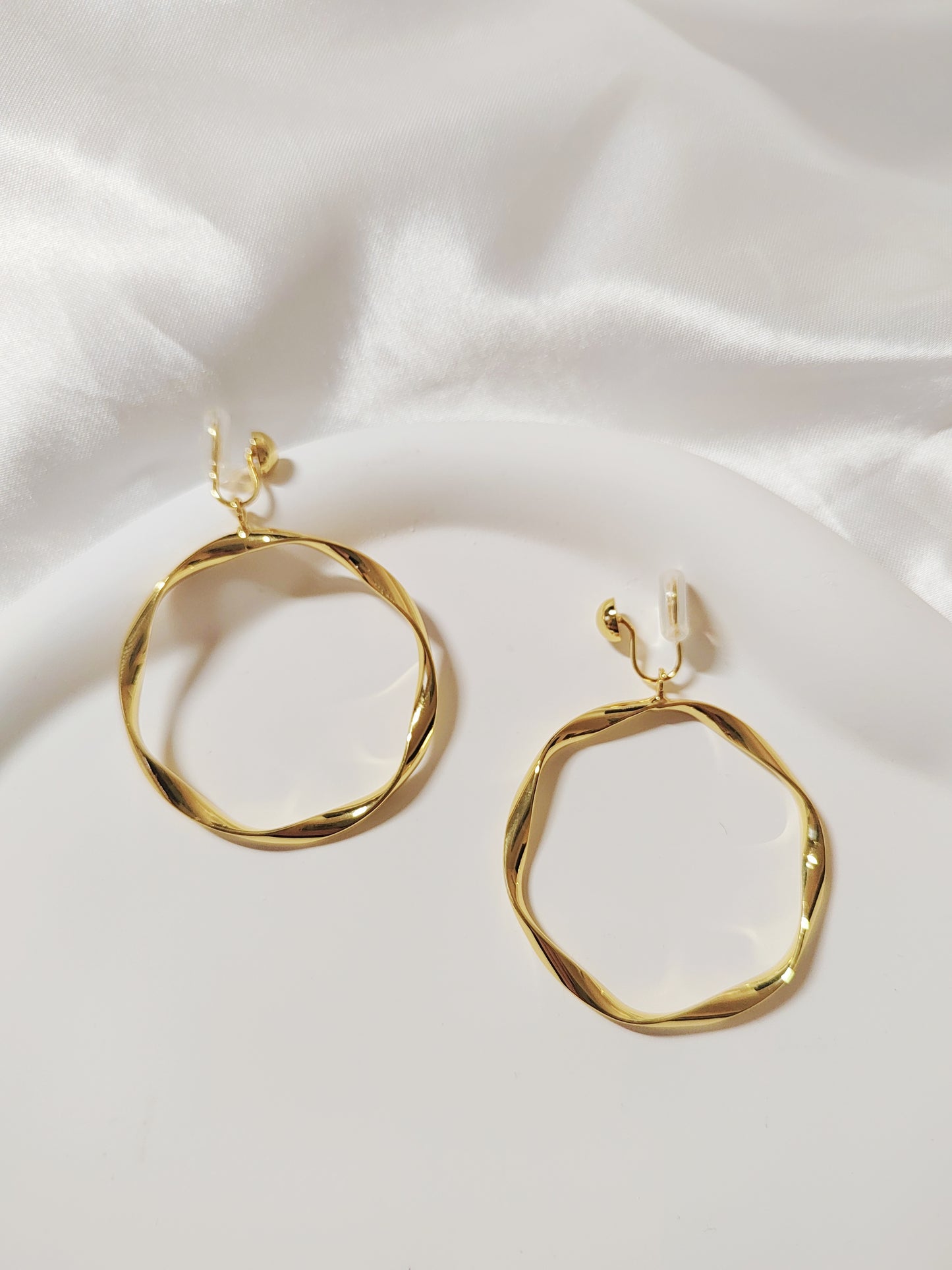 Golden/Silver Hoop Clip-On Earrings -Pierced Ear Clips