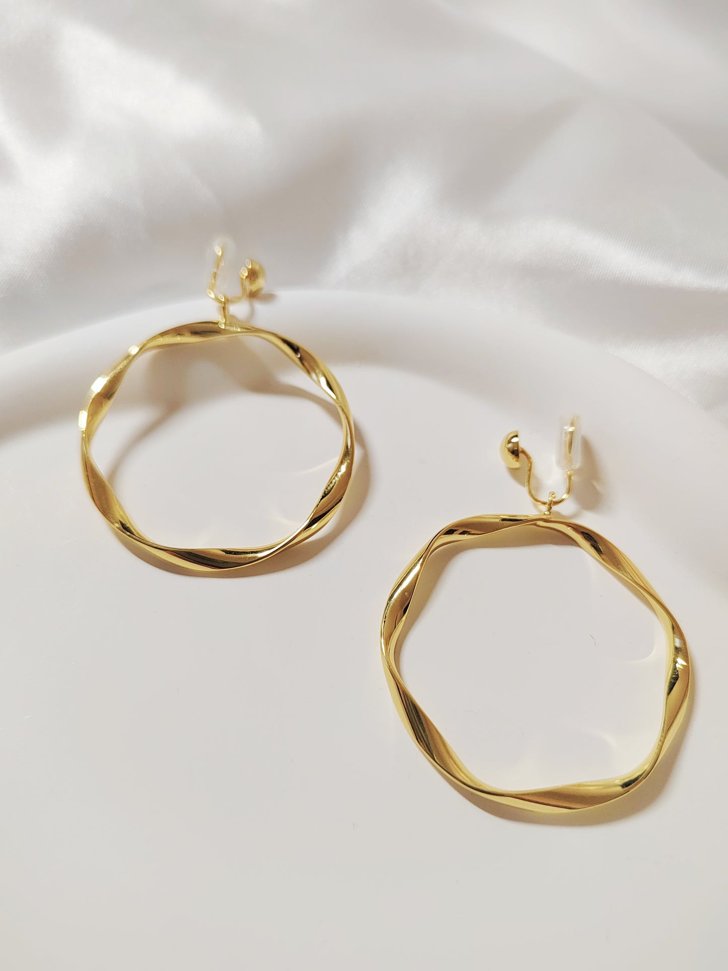 Golden/Silver Hoop Clip-On Earrings -Pierced Ear Clips
