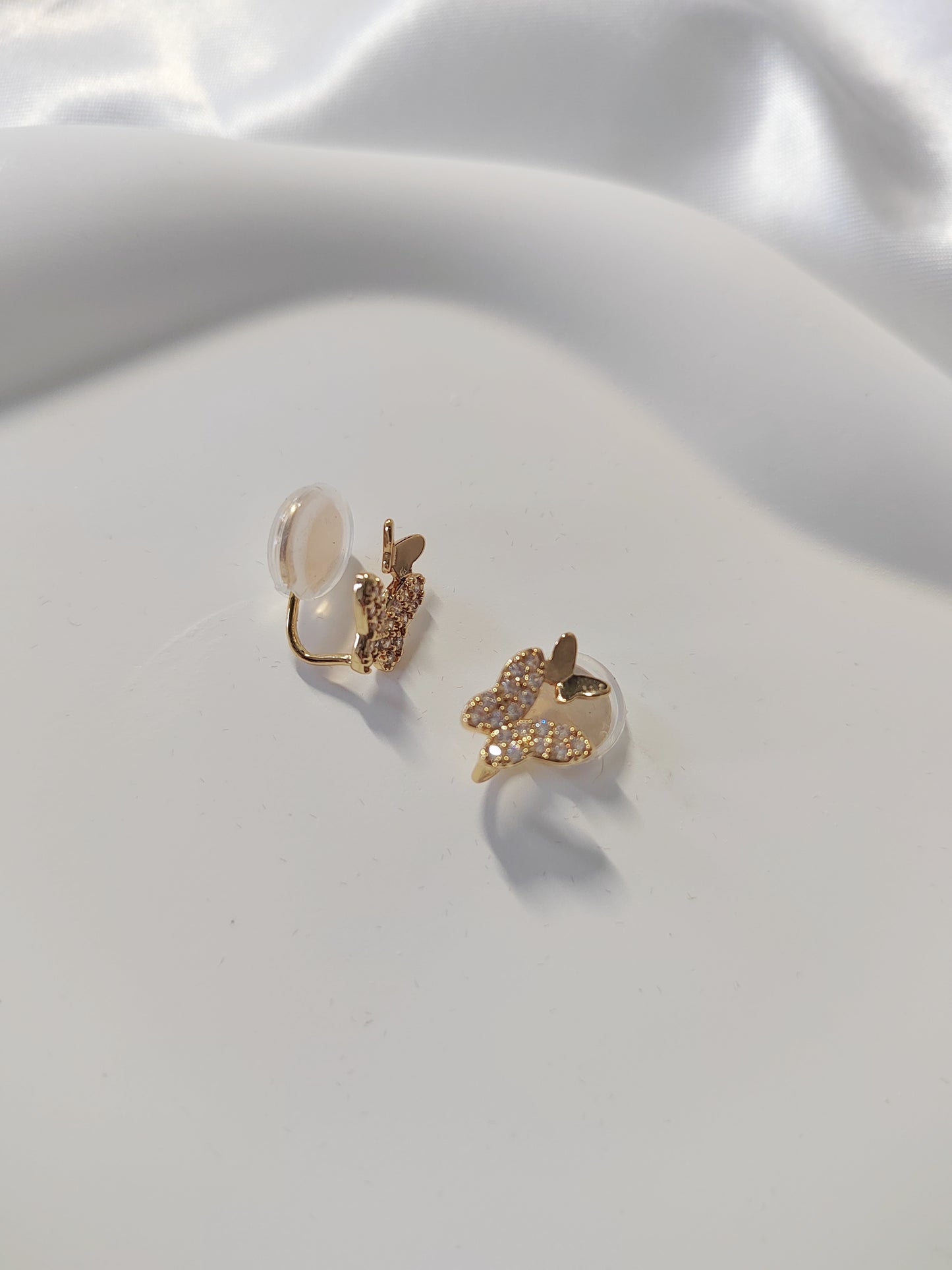 Gold Butterfly Clip-On Earrings – Butterfly Stud Non-Pierced Ear Clips
