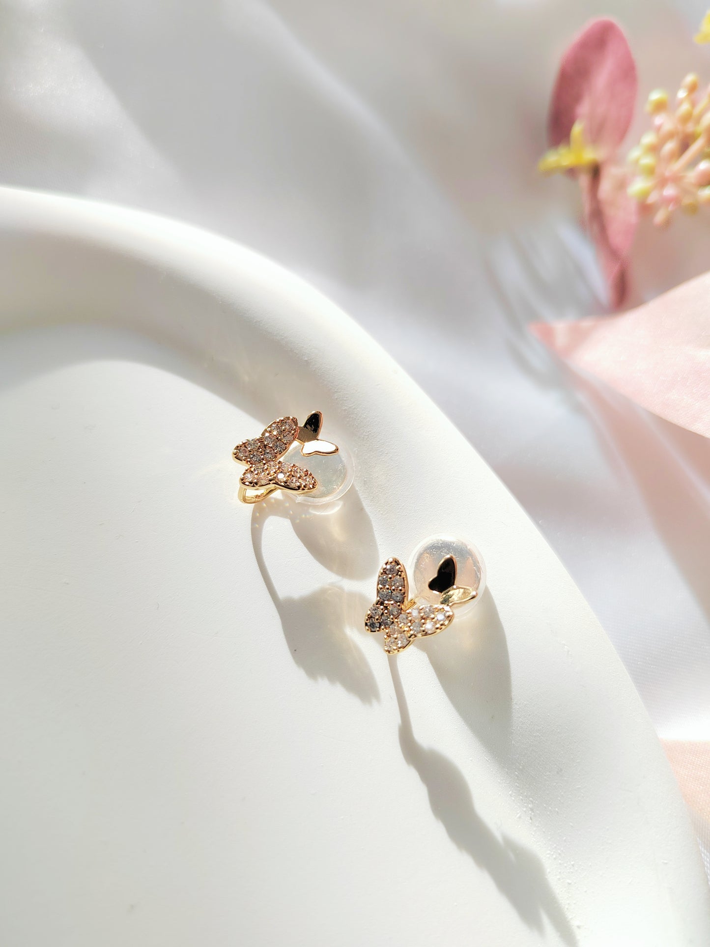 Gold Butterfly Clip-On Earrings – Butterfly Stud Non-Pierced Ear Clips