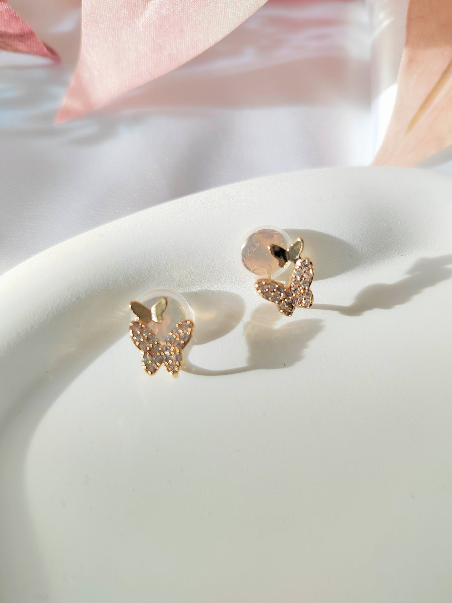 Gold Butterfly Clip-On Earrings – Butterfly Stud Non-Pierced Ear Clips