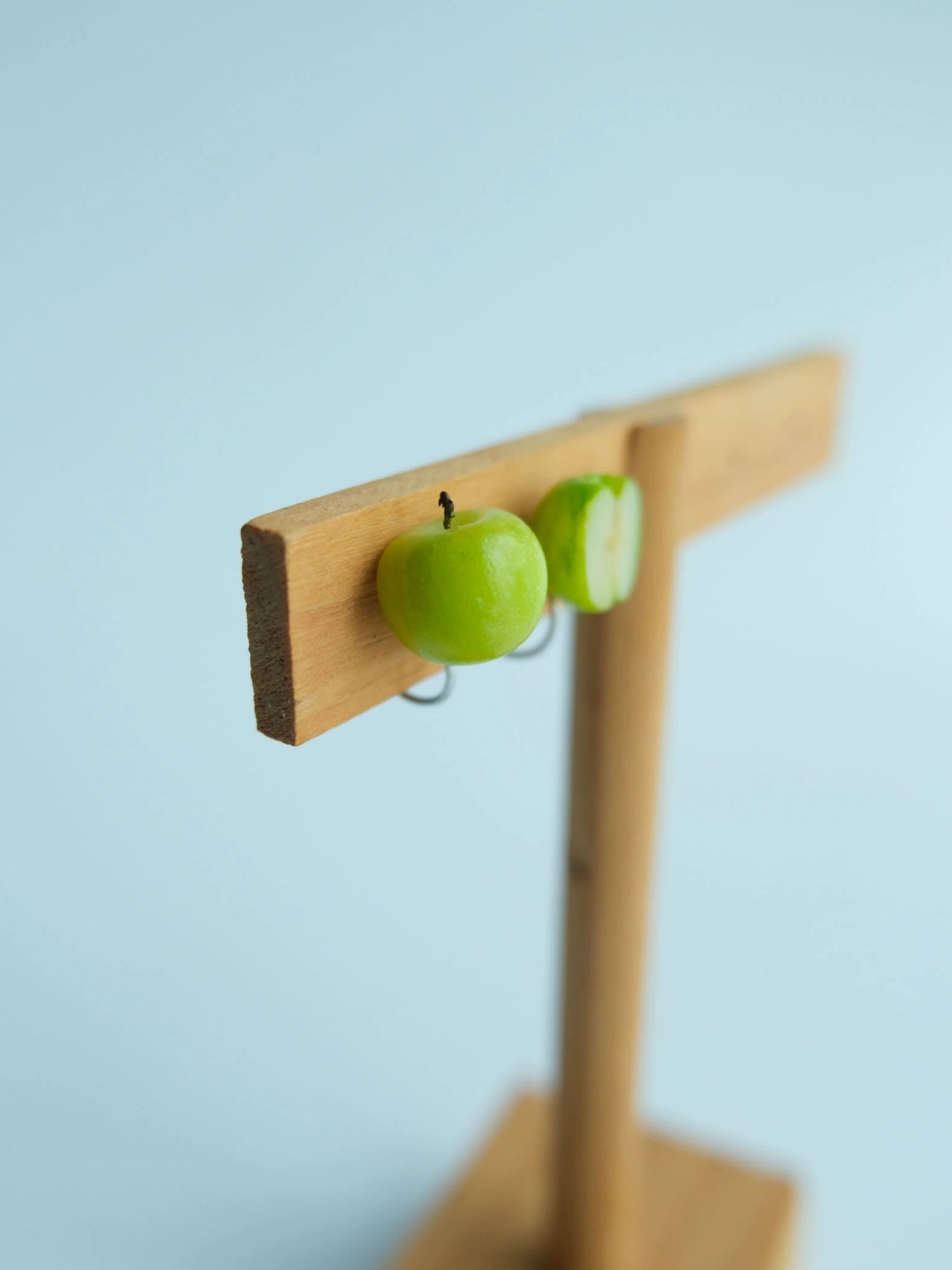 Mini Red/Green Apple Clip-On Earrings – Polymer Clay Stud Non-Pierced Ear Clips