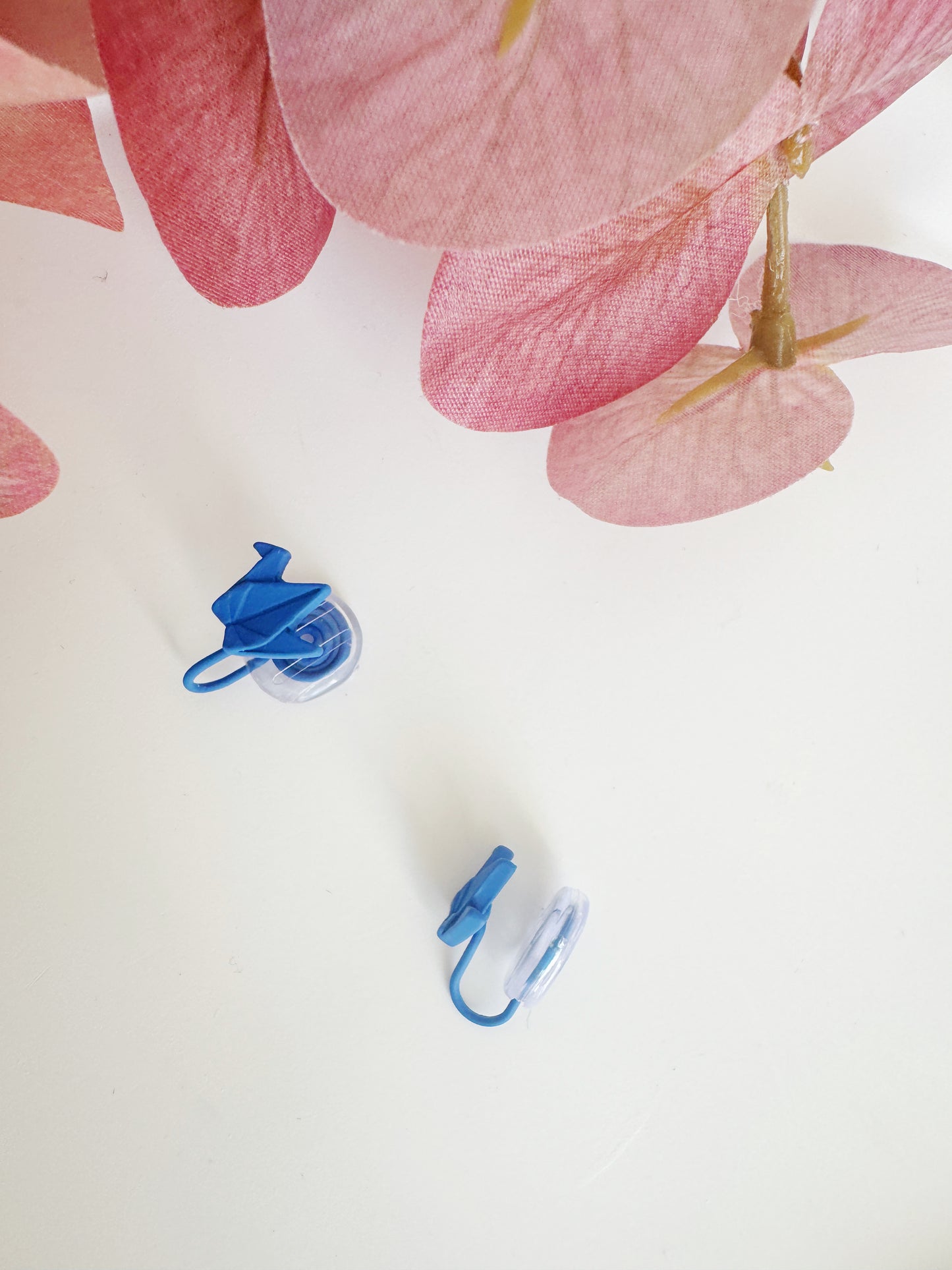 Blue Polymer Clay Crane Clip Earrings – Cute Non-Pierced Ear Clips
