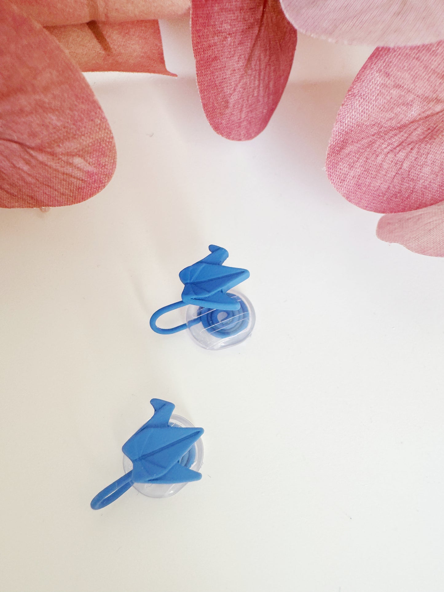 Blue Polymer Clay Crane Clip Earrings – Cute Non-Pierced Ear Clips