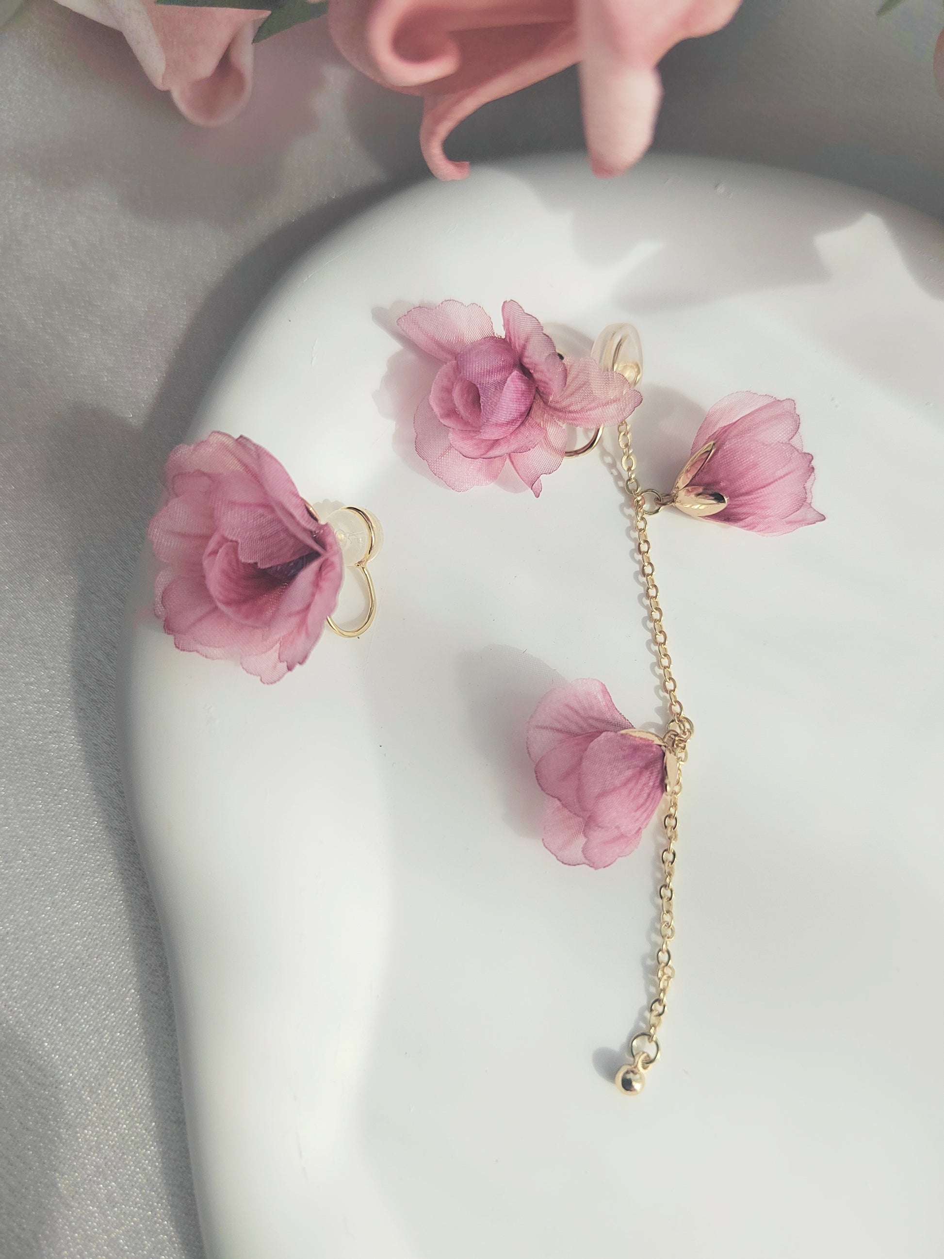 Floral Clip on Earrings for non-pierced ears
