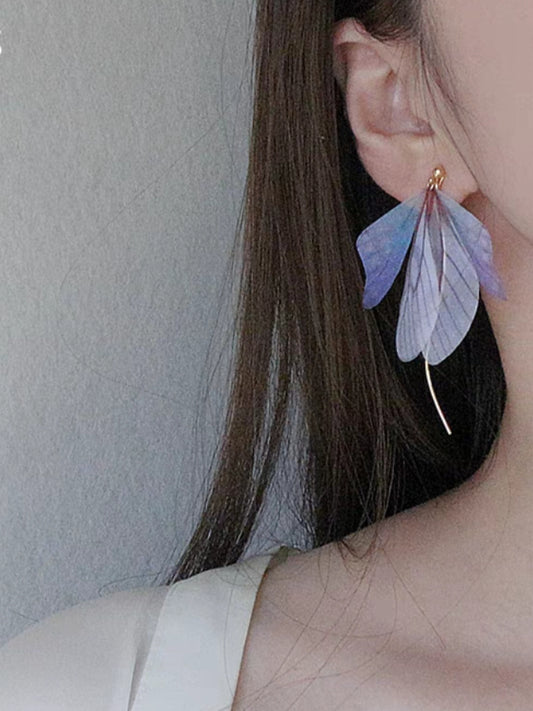 purple butterfly clip on earrings model