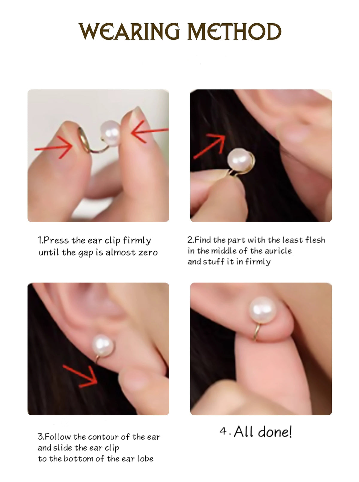 Resin Drop Clip-On Earrings –Gradient Brown Non-Pierced Ear Clips