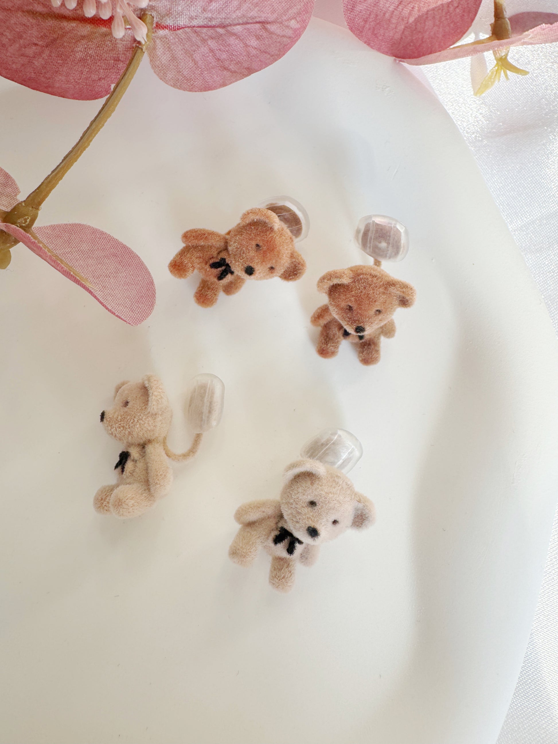 cute teddy bear clip on earrings for non-pierced ears